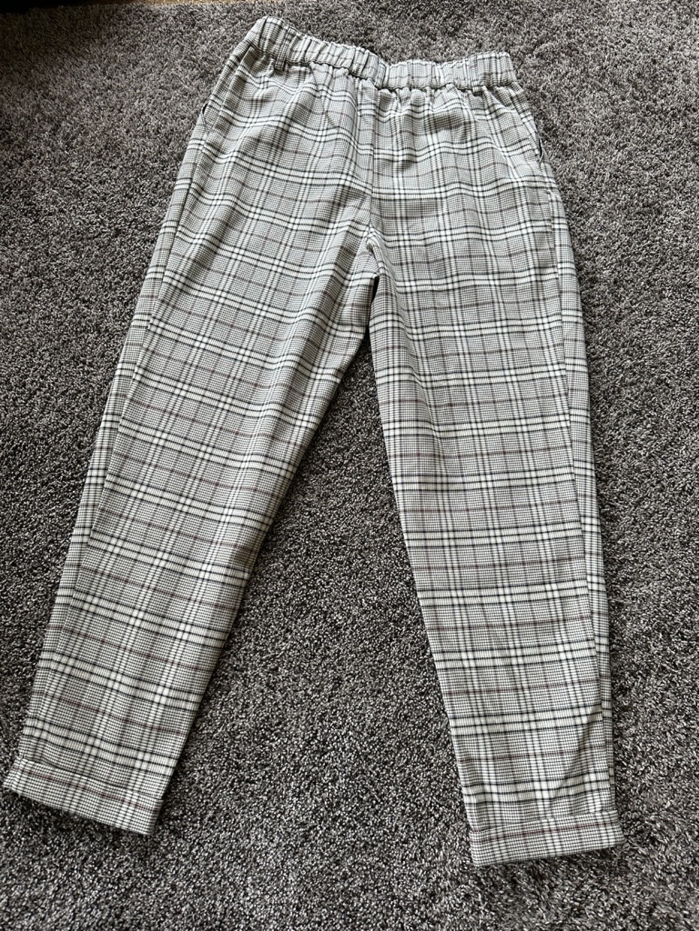 Full Tilt Plaid High-Waist Ankle Pants in Cream Black Size Small Office Classic - Picture 7 of 8